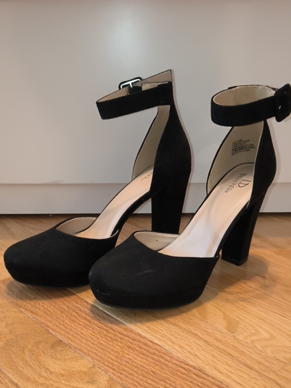 Black Ankle-Strap Block Heel Pumps - I.D. Required